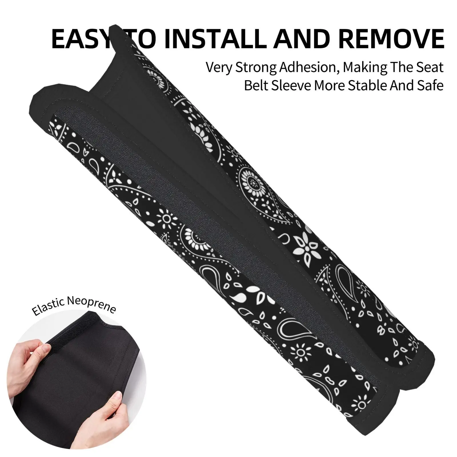 2-piece Black Bohemian Style Car Seat Belt Cushion Shoulder Protection Comfortable Seat Belt Shoulder Strap Luggage Strap