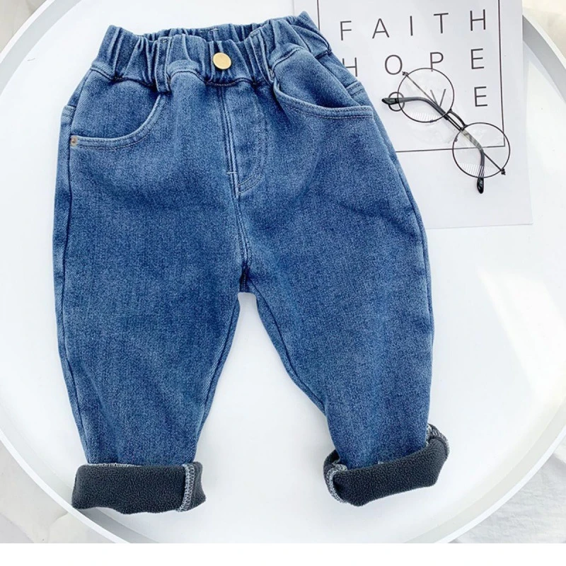 2-7T winter children kids boys thick velvet snow wear warm jeans
