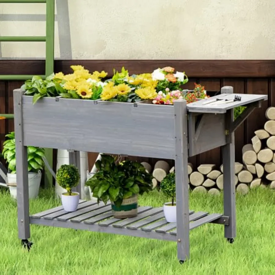 Wooden Raised Garden Bed with 8 Grow Grids 49