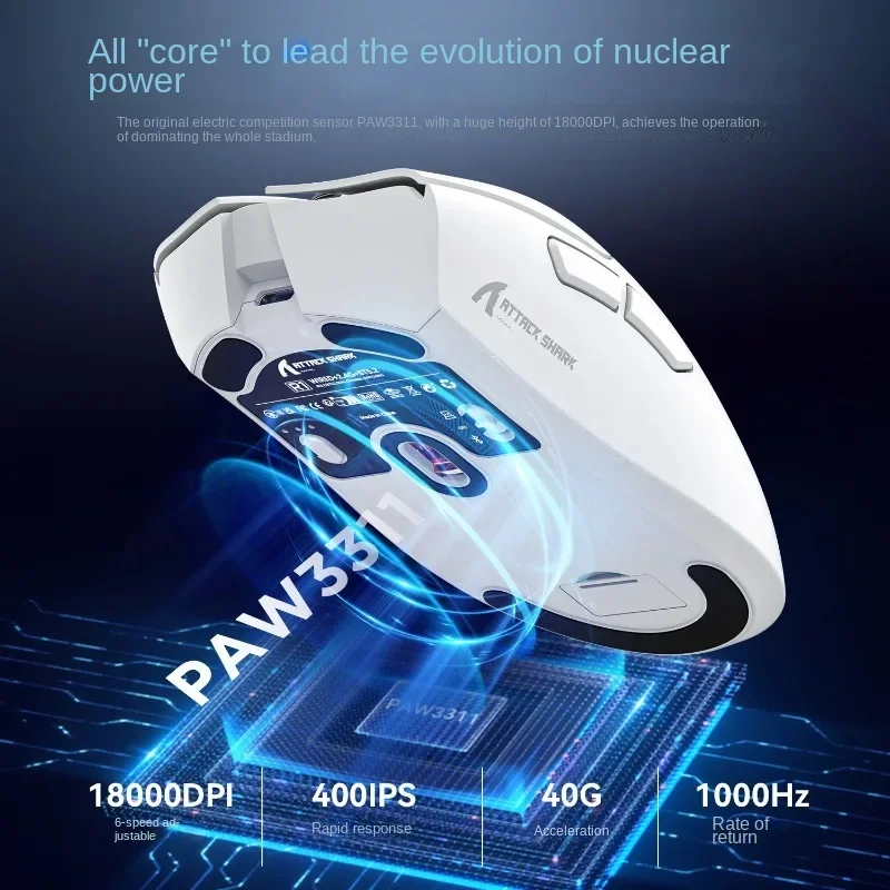 Attack Shark R1 Mouse Lightweight PAW3311 Gaming Tri-mode Bluetooth Wireless Laptop Notebook PC Recharge Esports Office