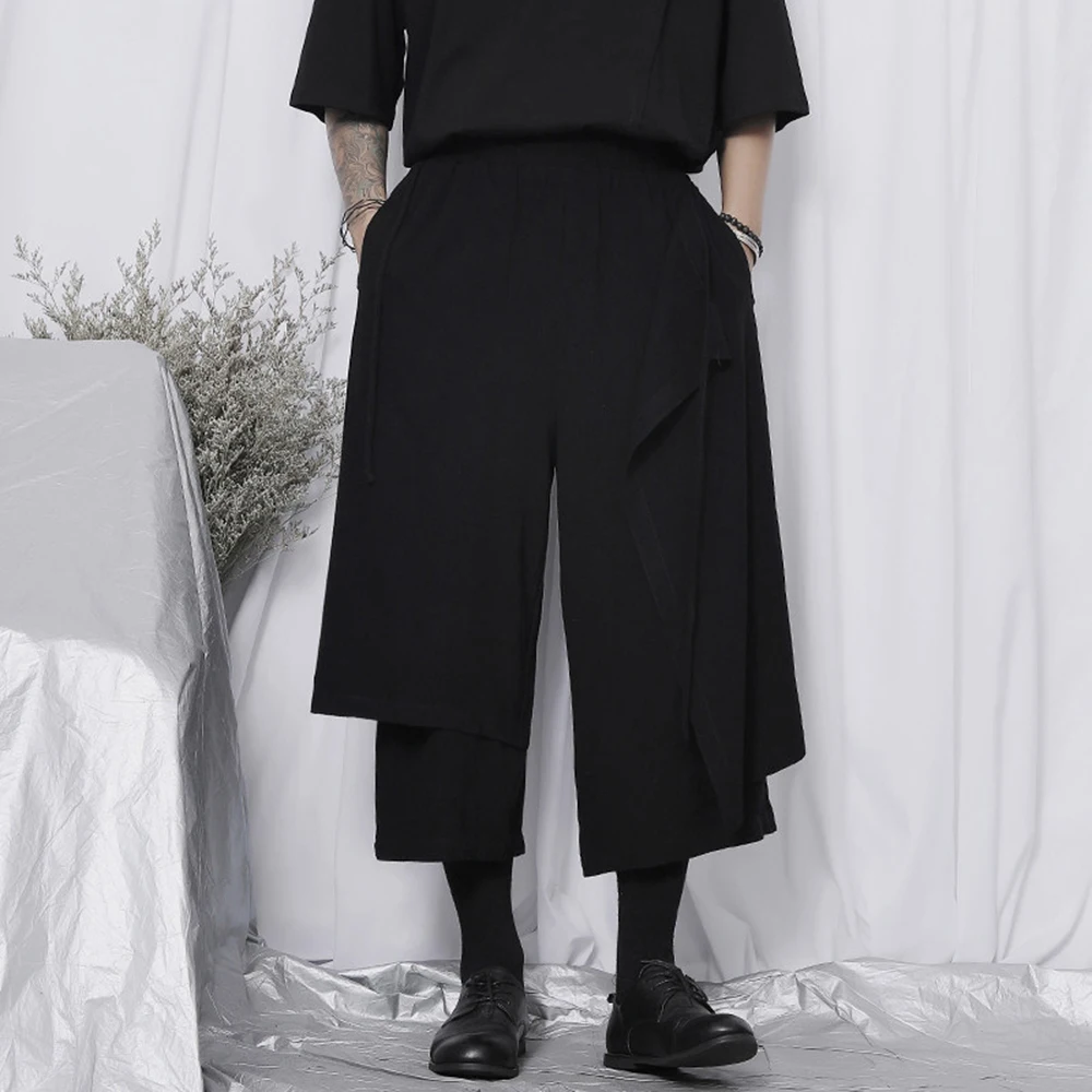 

XS-5XL Summer New Men's Solid Color Skirt Pants American Retro Fashion Trend High Street Casual Loose Simple Men's Bottoms