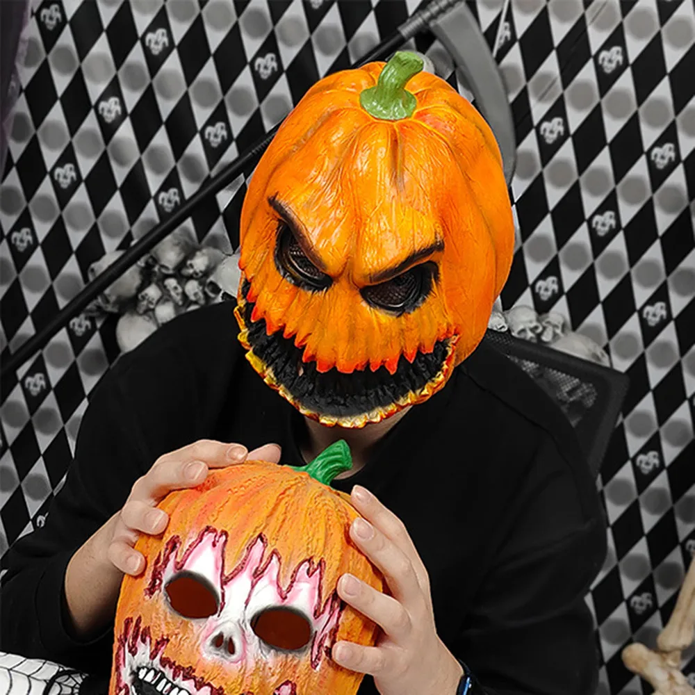 Gruselige Kürbismaske, gruselige Kürbiskopfmaske für Halloween-Kostümpartys – Detail 2
