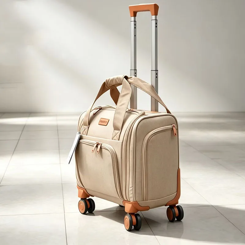 Ultra-light trolley case, 16-inch size, women's and men's carry-on luggage, silent travel suitcase, soft luggage box