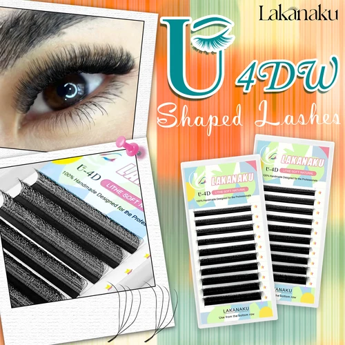 LAKANAKU Fio U forma YY 3D 4D 5D W extensión De pestañas De Cils fibras tecnológicas suaves W extensión De pestañas Bloom