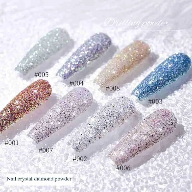 1 tarro de polvo de diamante de cristal para uñas, pigmento brillante para arte de uñas, Micro taladro holográfico, decoración de manicura de cristal