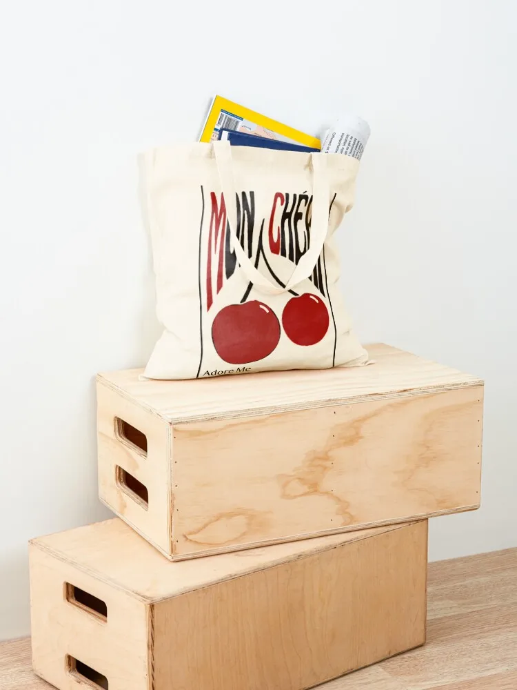 Mon Cheri Cherries Tote Bag canvas tote Custom bag Eco bag Handbags women