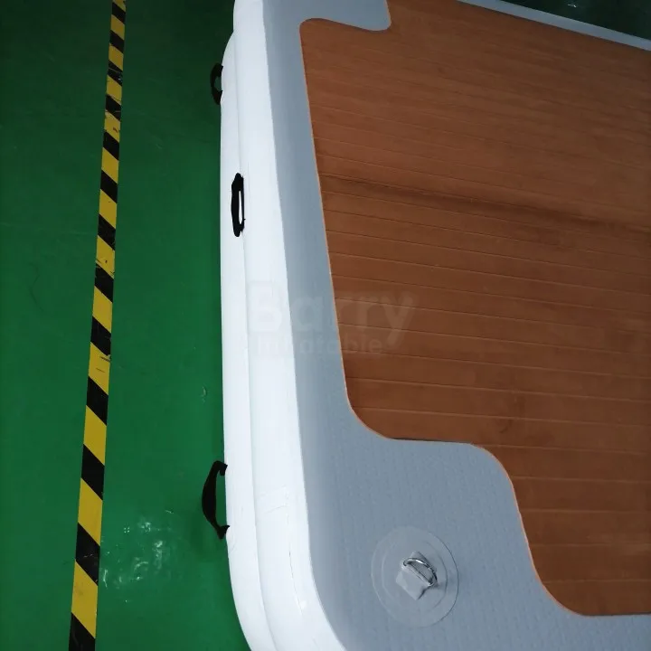 قطرة غرزة 20 سنتيمتر سميكة خشب الساج اللون نفخ المياه العائمة يطفو منصة حوض مع نمط خشبي إيفا الوسادة #3