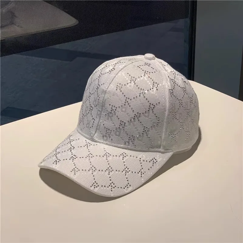 Fashion Rhinestone Letters Baseball Cap Casual Trend Sun Hat Street Sunscreen Sun Hat Hundred with Duck Tongue Cap Rebound Cap