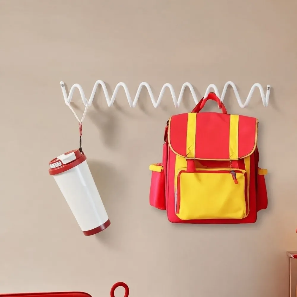 3/4/5 Hooks Metal Wall Hook Minimalist Wavy Shape Door Back Clothes Hook Space Saving Wall Mounted Sundries Storage Holder