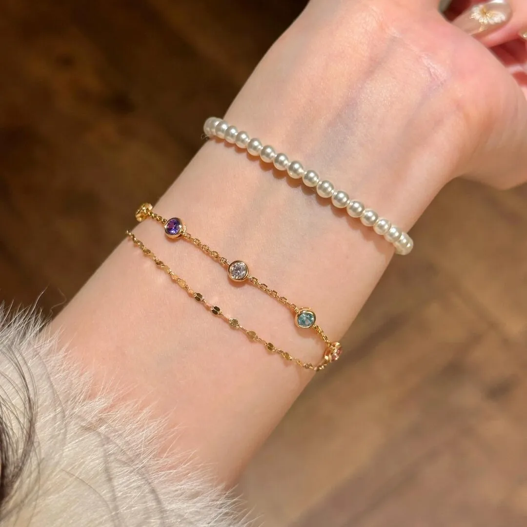 EUREKA Colorful S925 Sterling Silver Bubble Double-Layer Bracelet With Zircon Retro High-End Luxury Exquisite Design Bracelet