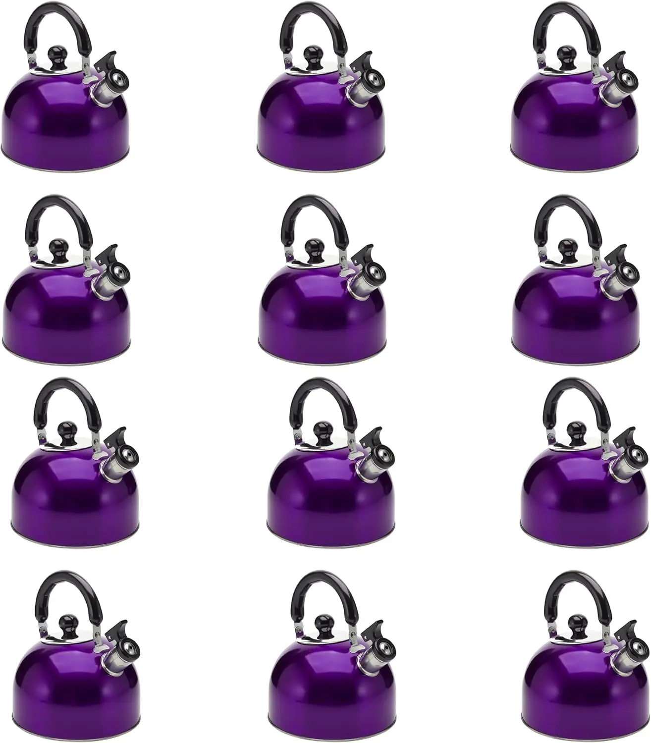 

Stovetop Whistling Tea Kettle 3 Liter (3-Quart) Classic Teapot Induction Compatible (Purple) Pack of 12 Purple