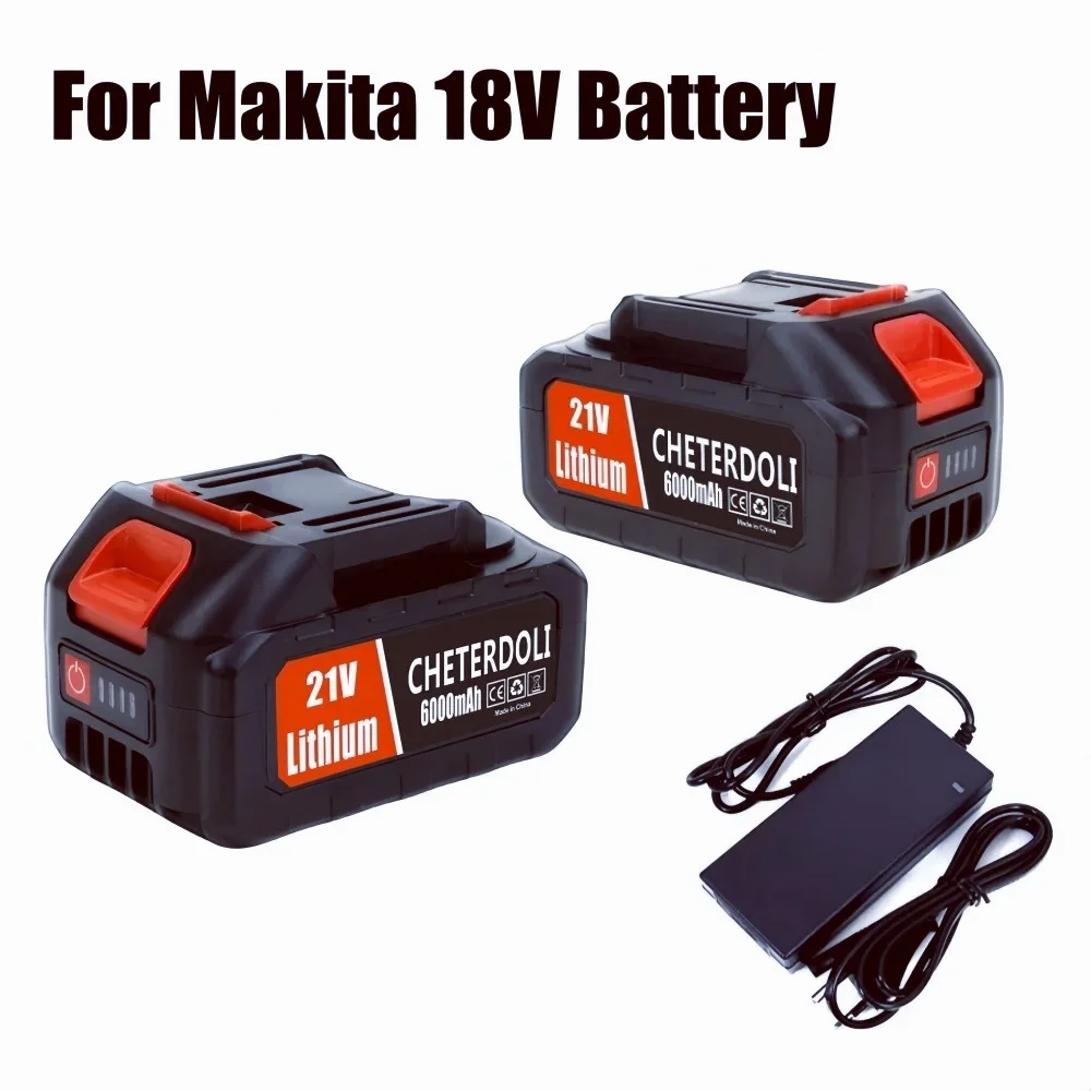 

21V Rechargeable Lithium Ion Battery 9.0Ah 6.0Ah 3.0Ah Lithium Ion Battery with Plug for Makita Power Tool Replacement Batteries