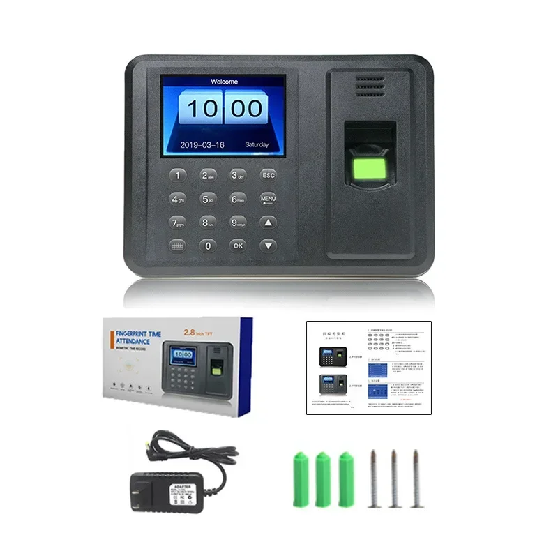 A8 2.8inch Biometric Attendance System USB Fingerprint Reader Time Clock Employee Control Machine Electronic Device Spanish En