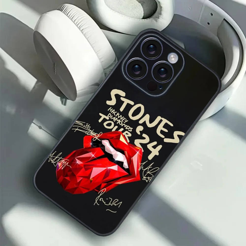 Band R-RollingS S-Stones Phone Case For IPhone 16 15 14 13 12 11 PRO MAX PLUS Mini TPU Soft To Skin-friendly Case