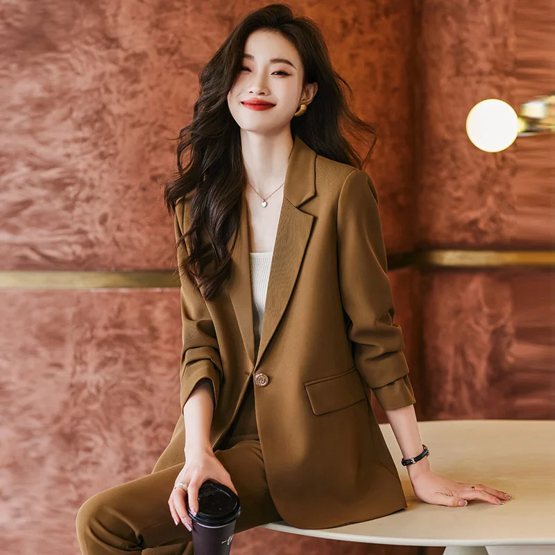 Set di Blazer coreano per le donne 2 pezzi 2023 autunno nuova moda elegante giacca a maniche lunghe pantalone ufficio Casual abbigliamento femminile