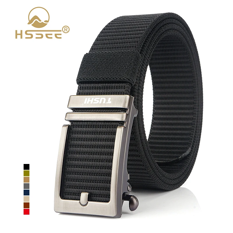 

HSSEE 34mm Outdoor Casual Belt for Men Tight Nylon Tactical Military Belt Alloy Metal Automatic Buckle Jeans Waistband Male Gift