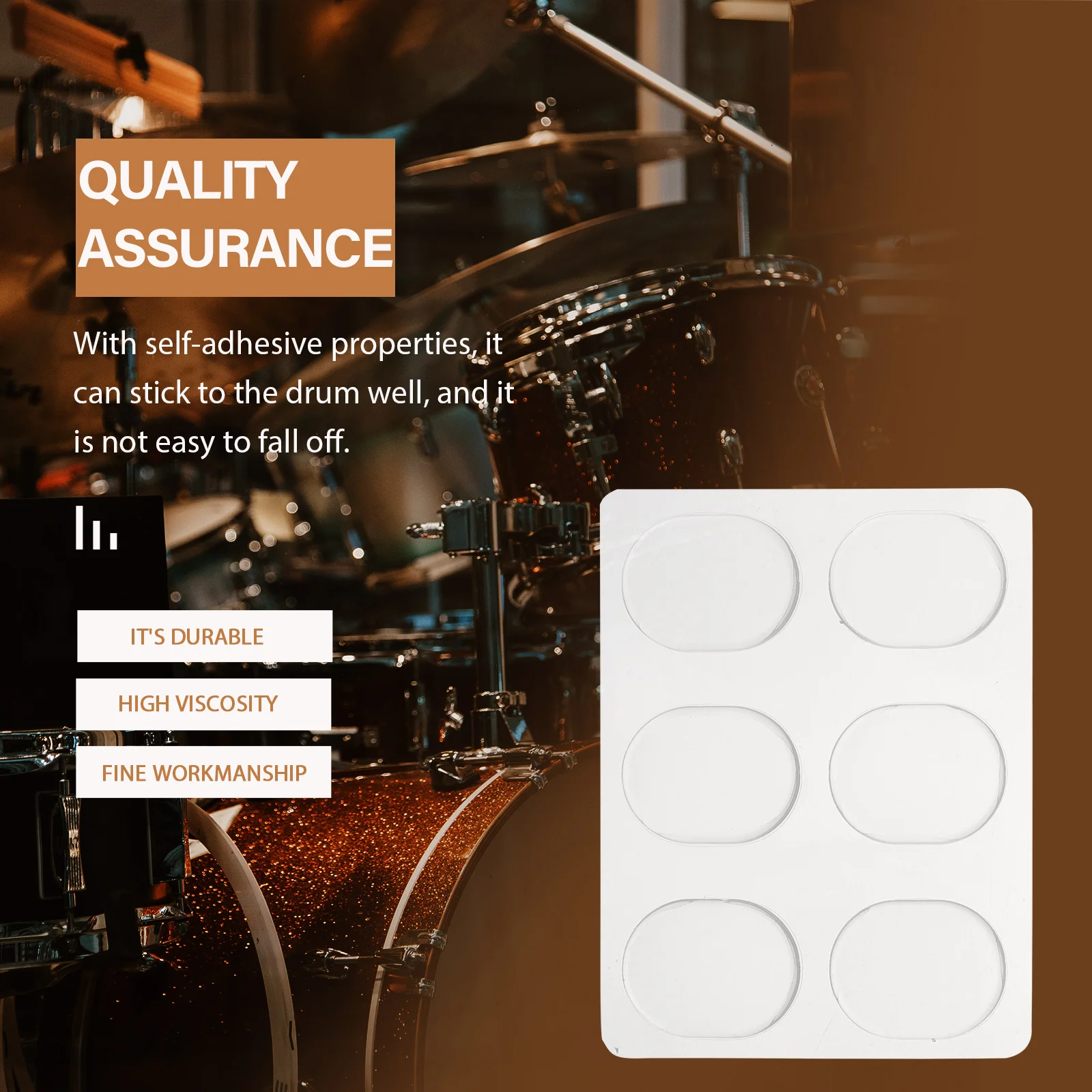 

12Pcs Transparent Drum Mute Pads Self-Stick Silicone Mats for Snare Cymbal Cowbell Sound Control Practice Tools Drum
