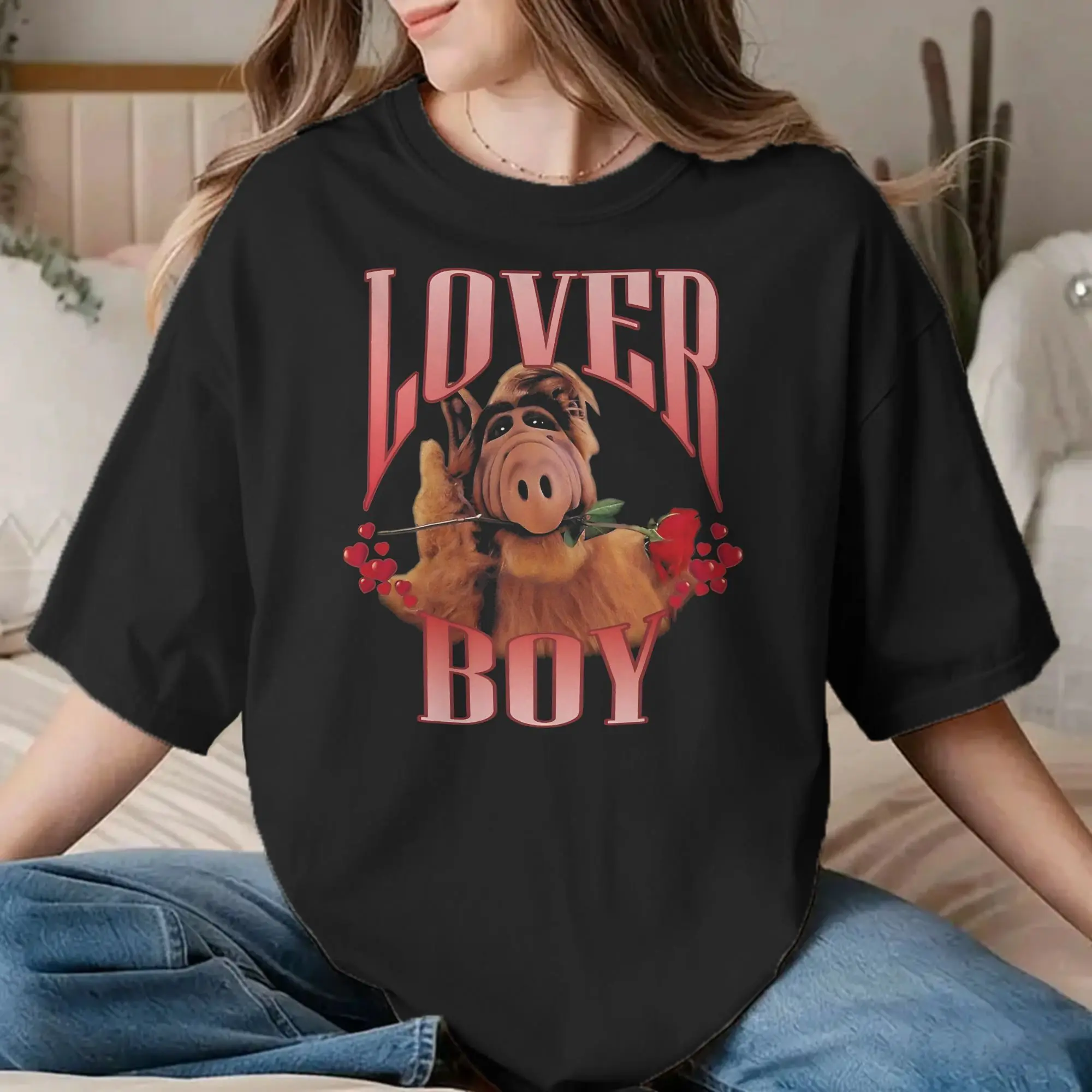 Men Women Lover Boy Alf T Shirts Alien Life Form Pure Cotton Clothes Cool Short Sleeve Crewneck Tee Shirt Original T-Shirt