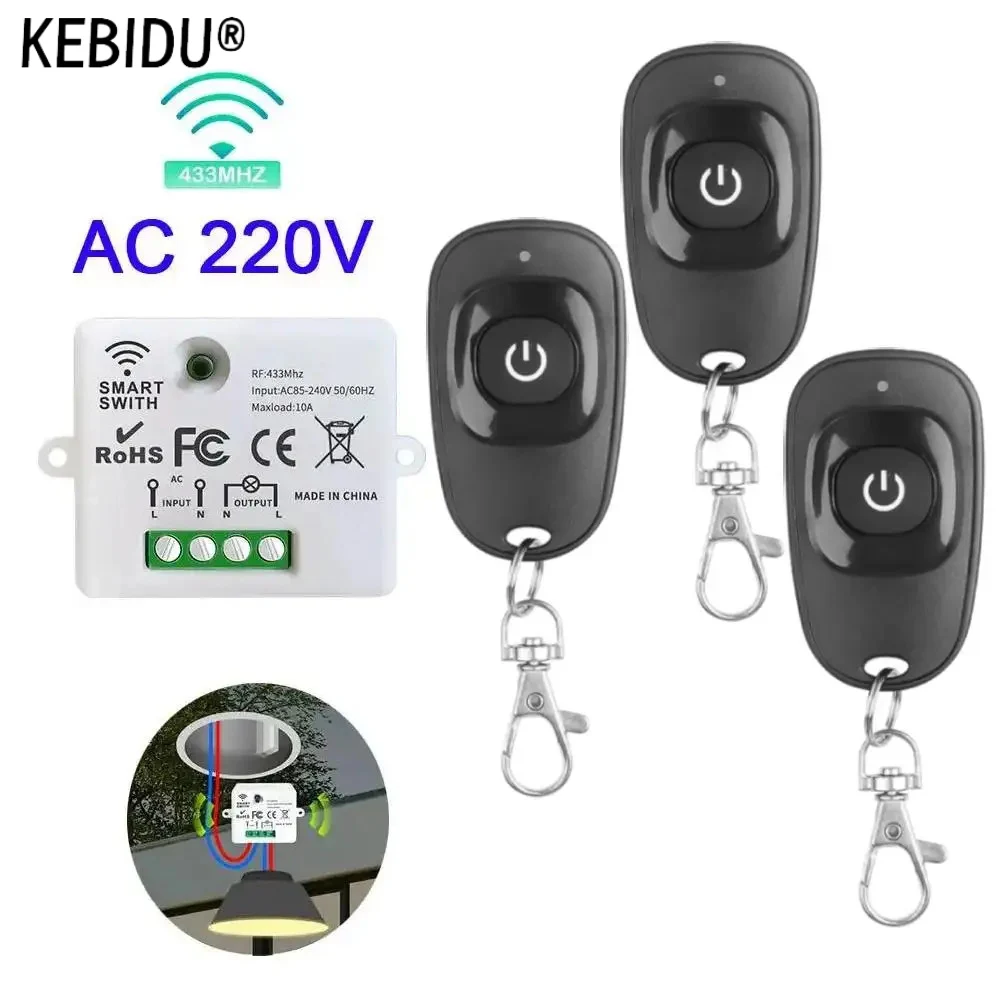 433Mhz Universal Wireless Remote Control Switch 110V 220V 240V 10A Relay Mini Receiver Remote Control For Home Led Light Lamp