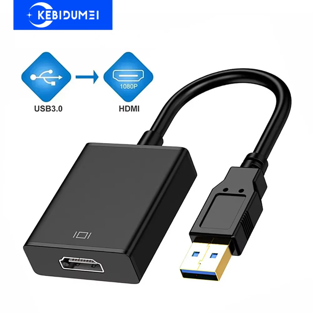 

Адаптер USB-HDMI HD 1080P USB 3.0-HDMI-совместимый преобразователь Внешний USB-адаптер Видеоадаптер Кабель для ПК Настольный ноутбук