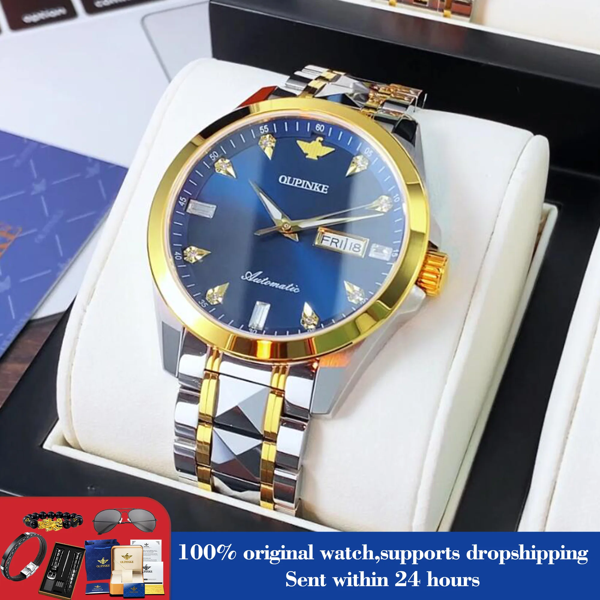 

OUPINKE 3286, оригинальные роскошные мужские автоматические часы с дисплеем недели и даты, механические часы для мужчин, модные светящиеся деловые ручные часы