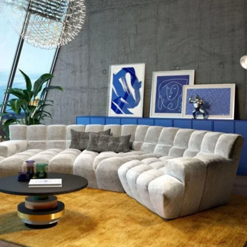 Designer Internet celebrity cotton candy fabric sofa living room small apartment household cream wind straight row