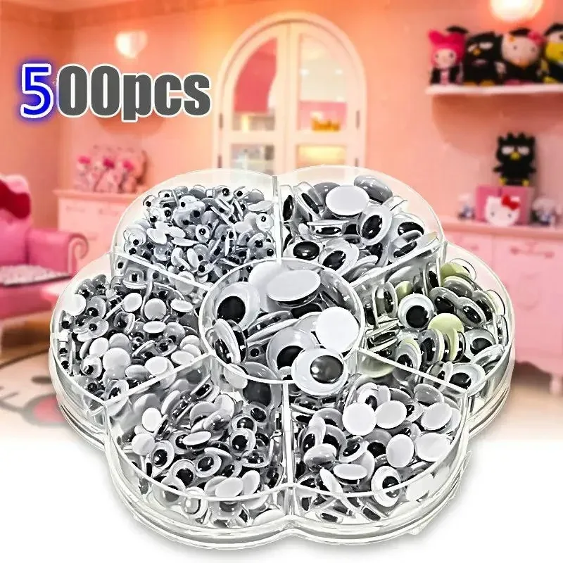 Universal 500Pcs 4/5/6/7/8/10/12mm Total Mixed Googly Eyes DIY Scrapbooking for Bear Stuffed Toy Doll Parts