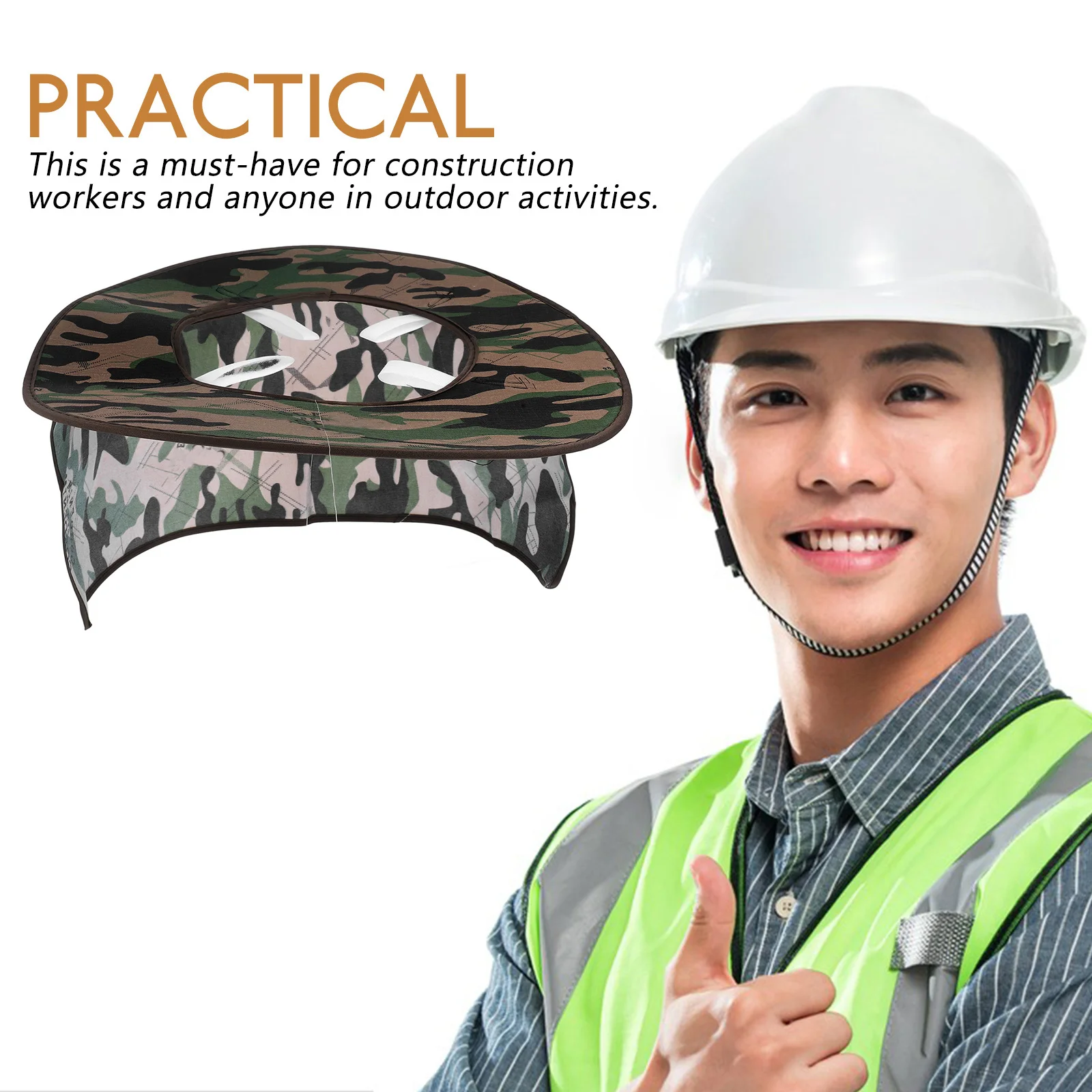 Pelindung Matahari Helm Kerja Model Lebar, Bernapas, dengan Penutup Leher yang Dapat Dilepas, Aksesoris Pelindung Matahari untuk Helm Kerja