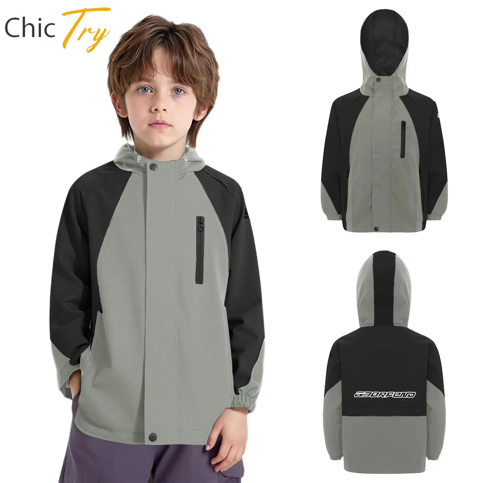 

Kids Boys Outdoor Workout Hooded Jacket Fashion Long Sleeve Zipper Coat Outerwear Teens Hiking Camping Climbing Cycling Clothes