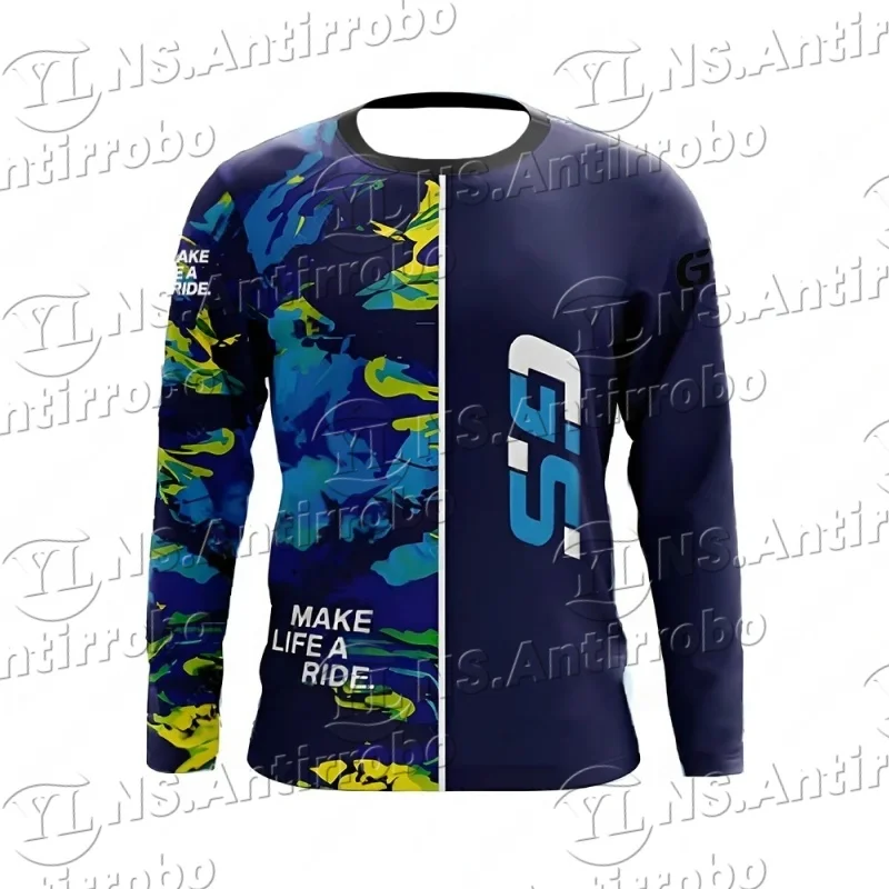 

For BMW Motorrad GS Tour Long sleeve T-Shirt Rally Motorcycle ADVENTURE Summer Racing Mens Camouflage Dark Blue Jerseys Anti-UV