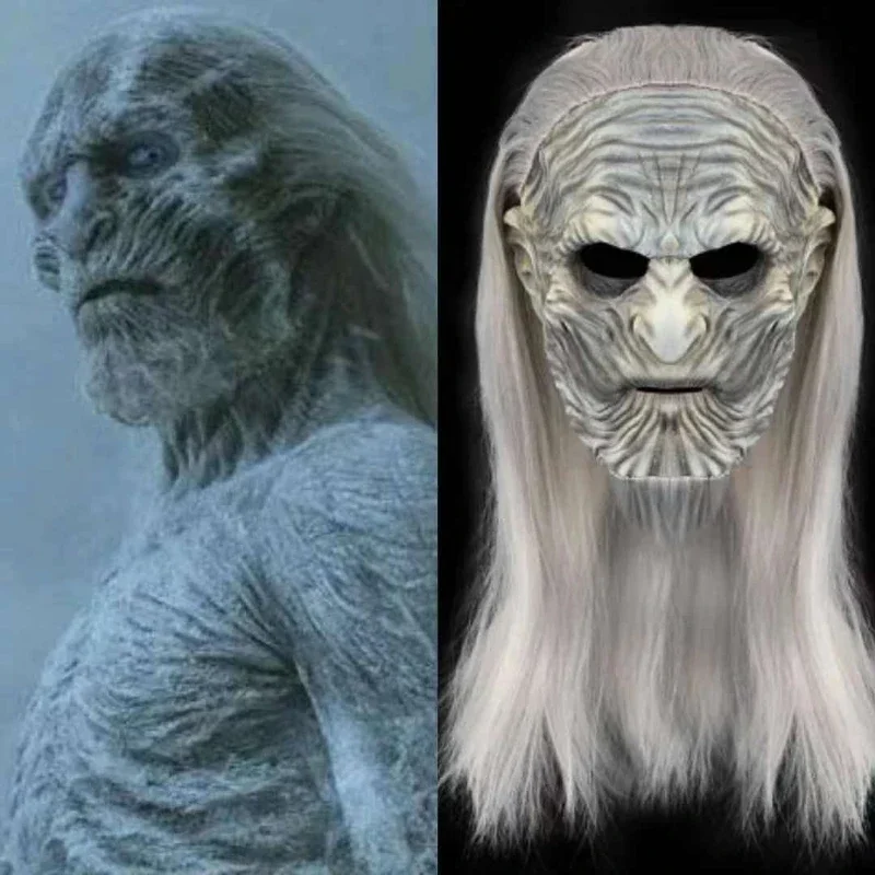 Halloween Mask Latex Head Cover White Walker Night King Mask Haunted House Halloween Cosplay Prop