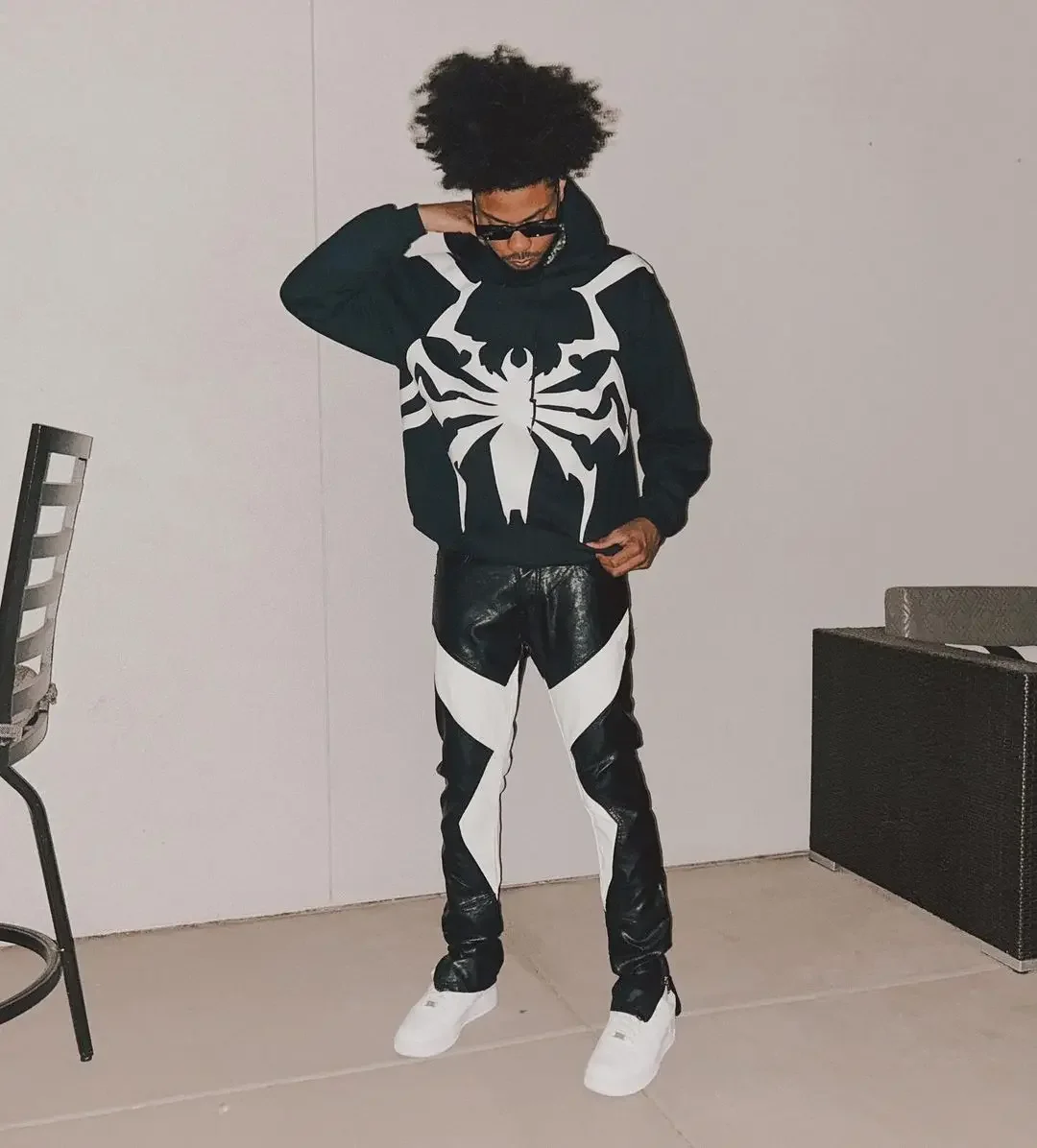 Y2K Hip Hop Punk Aesthetic Gothic Fashion Hoodies Women Spider Print Loose Sweatshirt Long Sleeve Hoodies Streetwear Women Tops