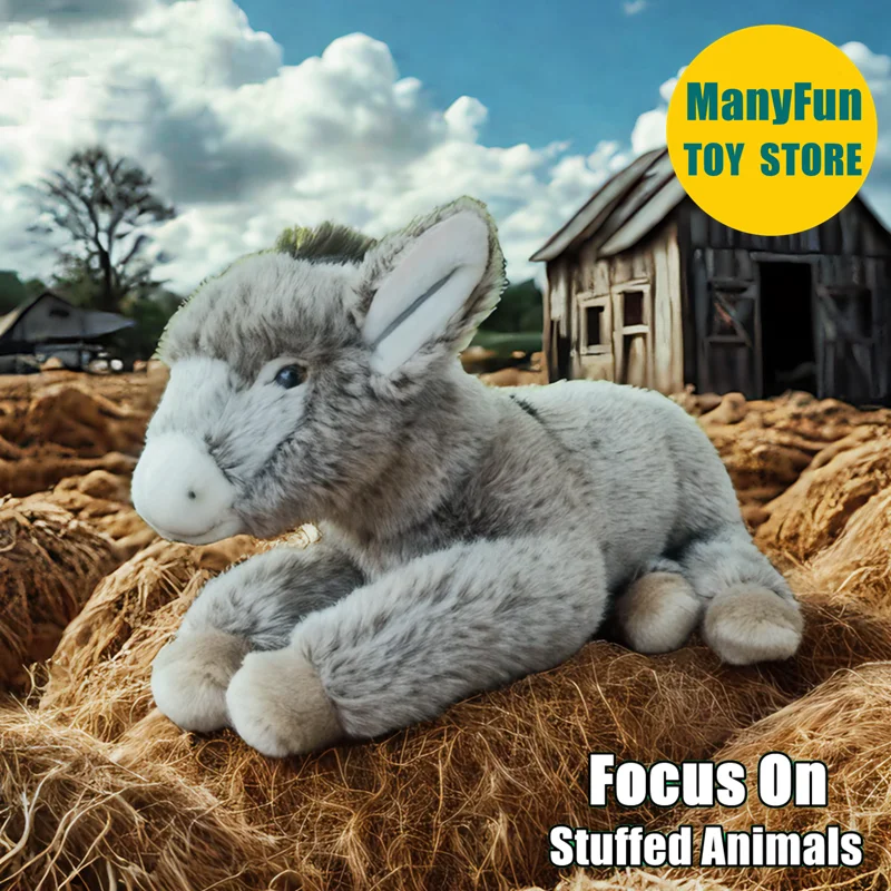 

Donkey Plush Toy - Lifelike Grey Donkey Stuffed Animal, Realistic Wild Donkey Plushie, Mule Simulation Doll Gift for Collectors