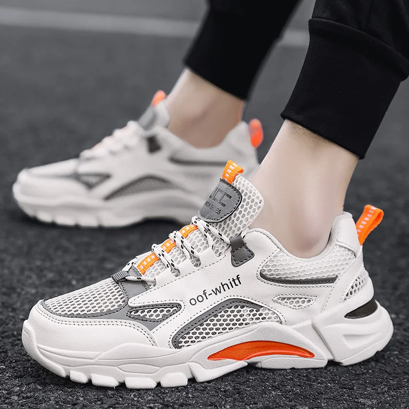 Men's breathable hollowed out casual sports shoes spring summer soft sole anti slip outdoor racing running shoes speed sneakers