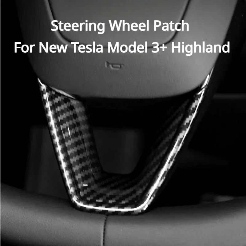

New For Tesla New Model 3 Highland 2024/Y Juniper 2025 Steering Wheel Real Carbon Fiber Decorative Patches Interior Accessories