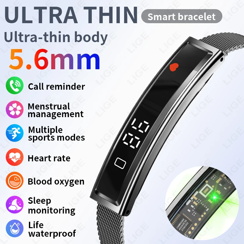 

Новый спортивный водонепроницаемый смарт-браслет с управлением жестами, мониторингом пульса, уровня кислорода в крови, сна, шагомером и экраном, умные часы 2026