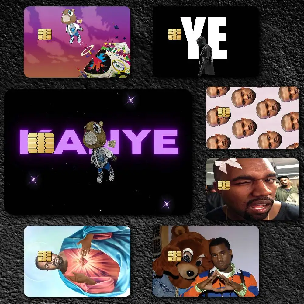 Rapper K-KanyeS W-West YE Funny Waterproof Film skin Cover 4PCS Credit Card stickers Debit Front Decoration Commuter Pass