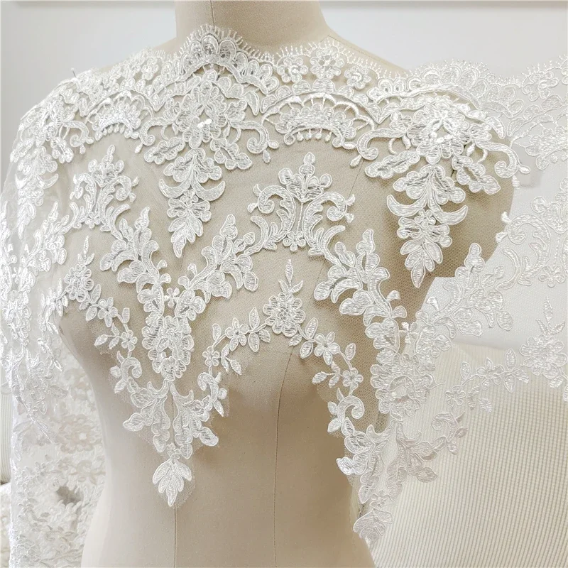 35cm Width High Quality Border Embroidered Bridal Lace, Wedding Dress, Veil Skirt, DIY Sewing Background Decoration Accessories