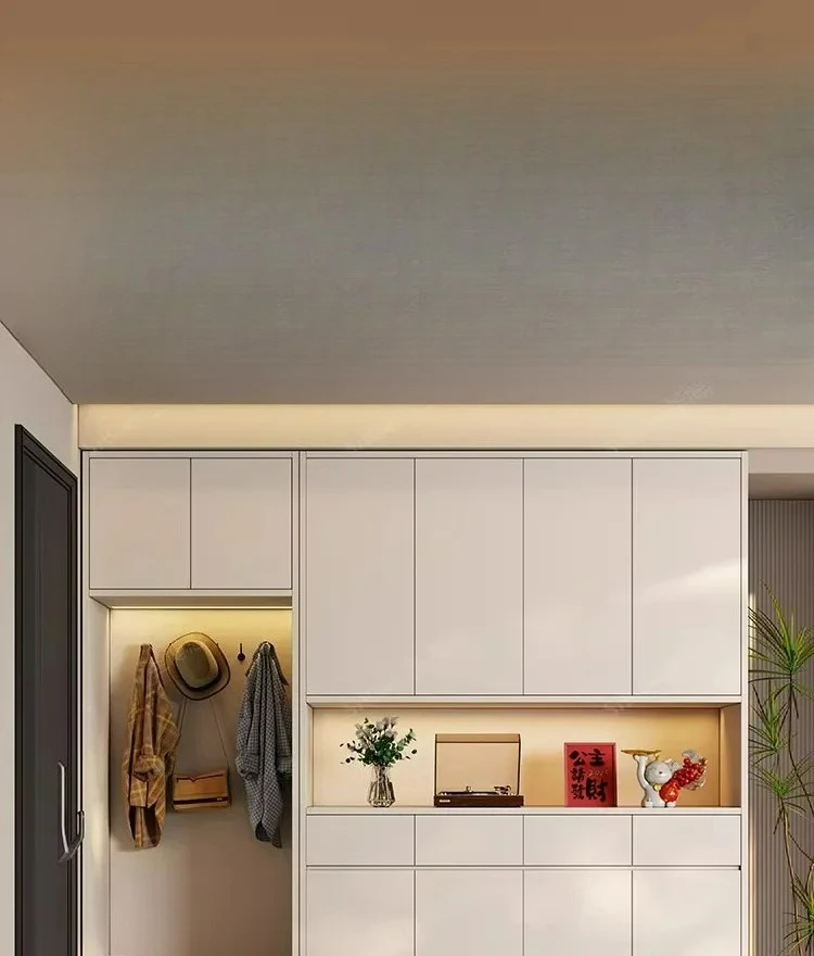 Factory Direct 2026 Foshan's new all-solid wood oak home shoe cabinet household door porch cabinet integrated large-capacity sto