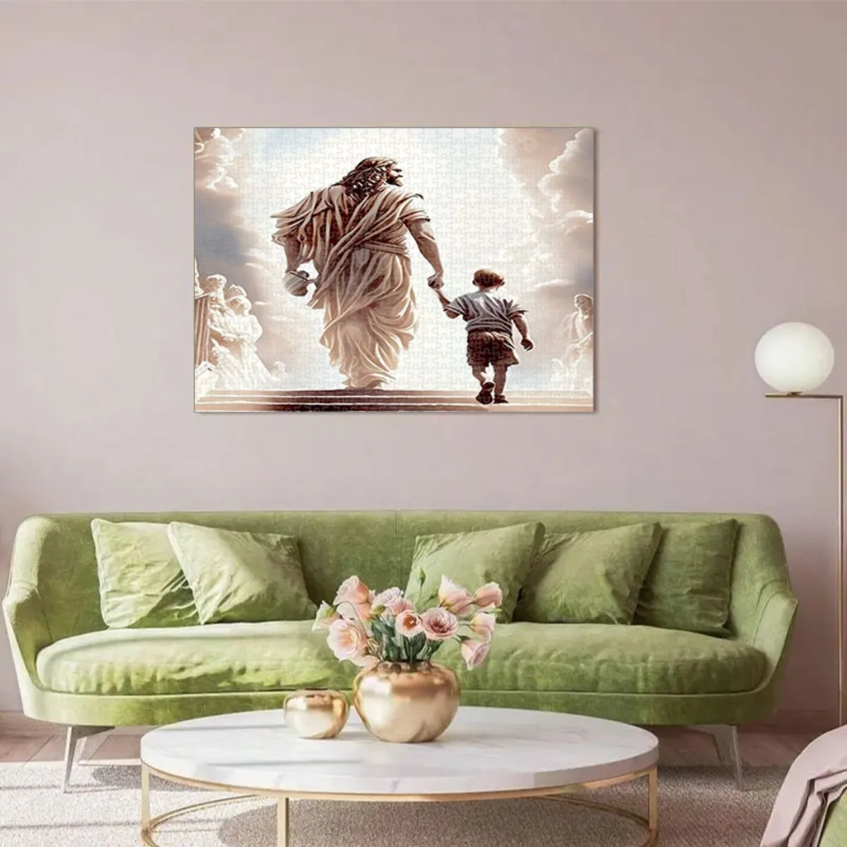 จิ๊กซอว์ 1,000 ชิ้น เหมาะสำหรับ - จิ๊กซอว์สำหรับครอบครัว, ผ้าสีเบจและชิ้นกระดาษหนา, จิ๊กซอว์ทนทานสำหรับเล่นเกม, ครอบครัว