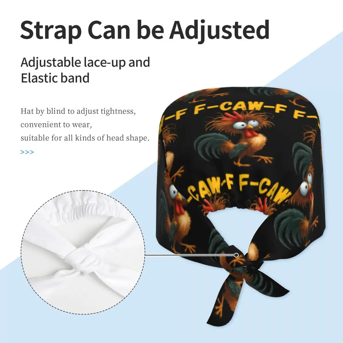 Chapeau de gommage de travail f-caw-f, chapeaux d'allaitement de poulet pour femmes et hommes, nouveauté, chapeau médical doux et confortable, casquettes de travail à nouer au dos