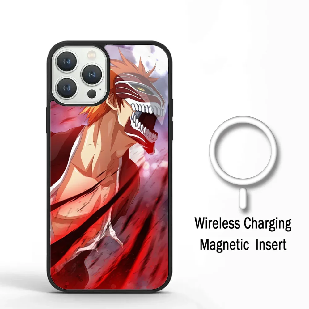 Anime BLEACH Kurosaki Ichigo Phone Case For IPhone 11 12 13 14 15 Plus Pro Max Mirror Acrylic For Magsafe Wireless Charging