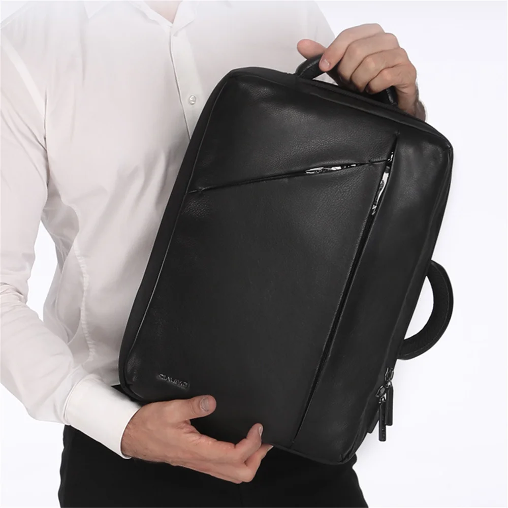 Picture 7: QIALINO Genuine Cow Leather Laptop Bag for Universal 15 Inch Notebooks Carrying Case with Anti-Theft Function