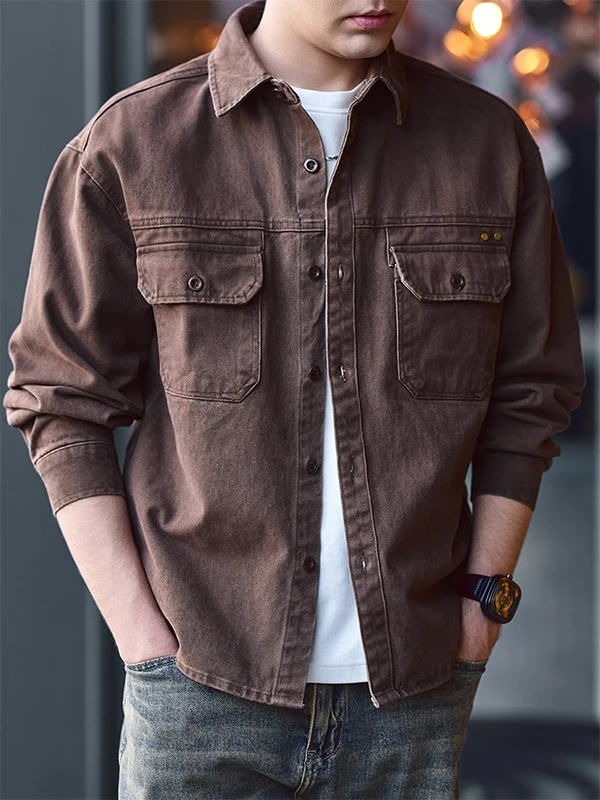 

Мужская рабочая куртка American Sle в стиле ретро, хлопковая, длинная, дышащая, комфортная, свободного кроя, осенняя новинка