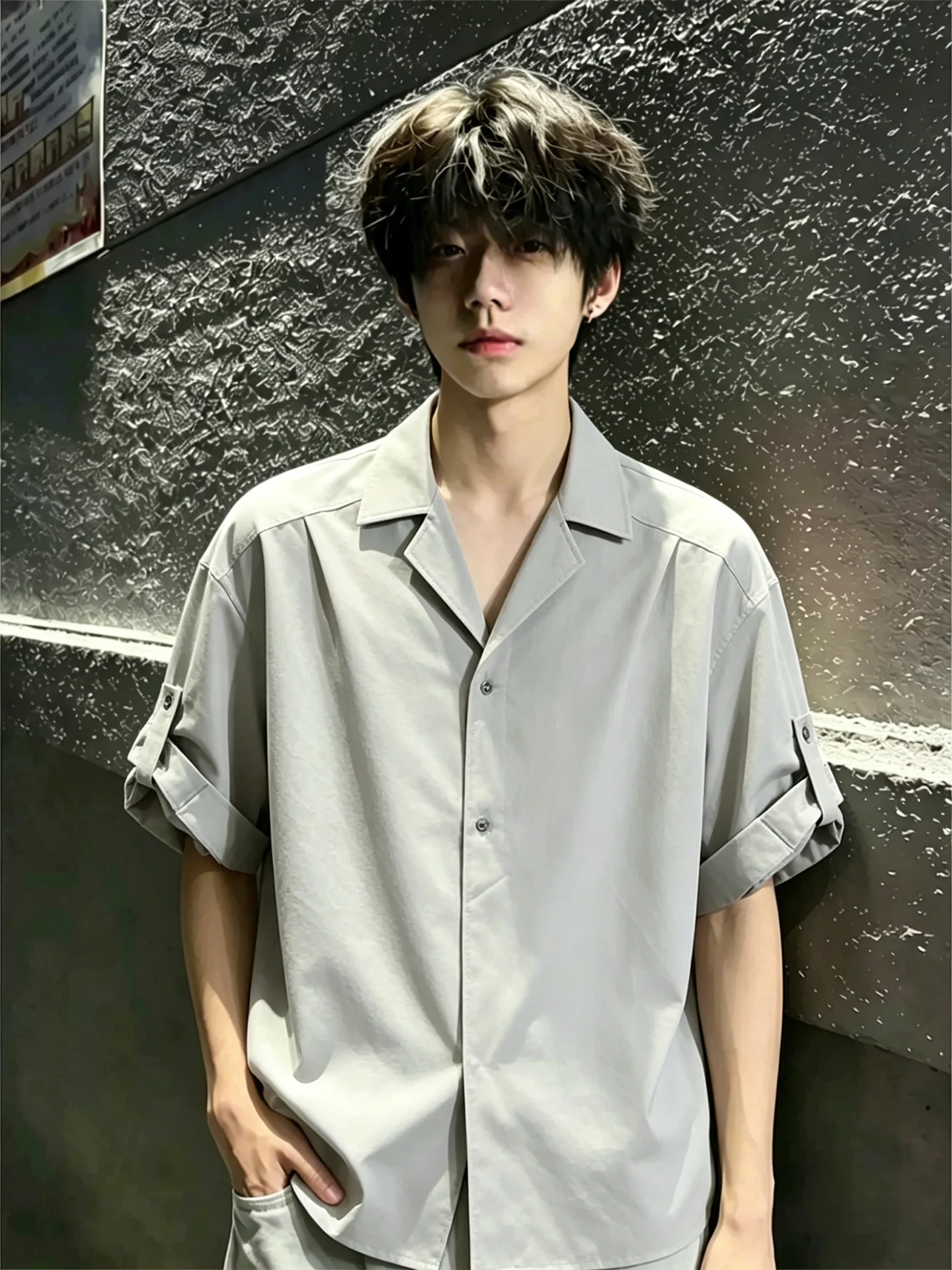 

Cleanfit Cuban Collar Ice Silk Seven-Quarter Sleeve Shirt Men's Summer Breathable Loose Fit Short Sleeve Shirt Youth Fashion