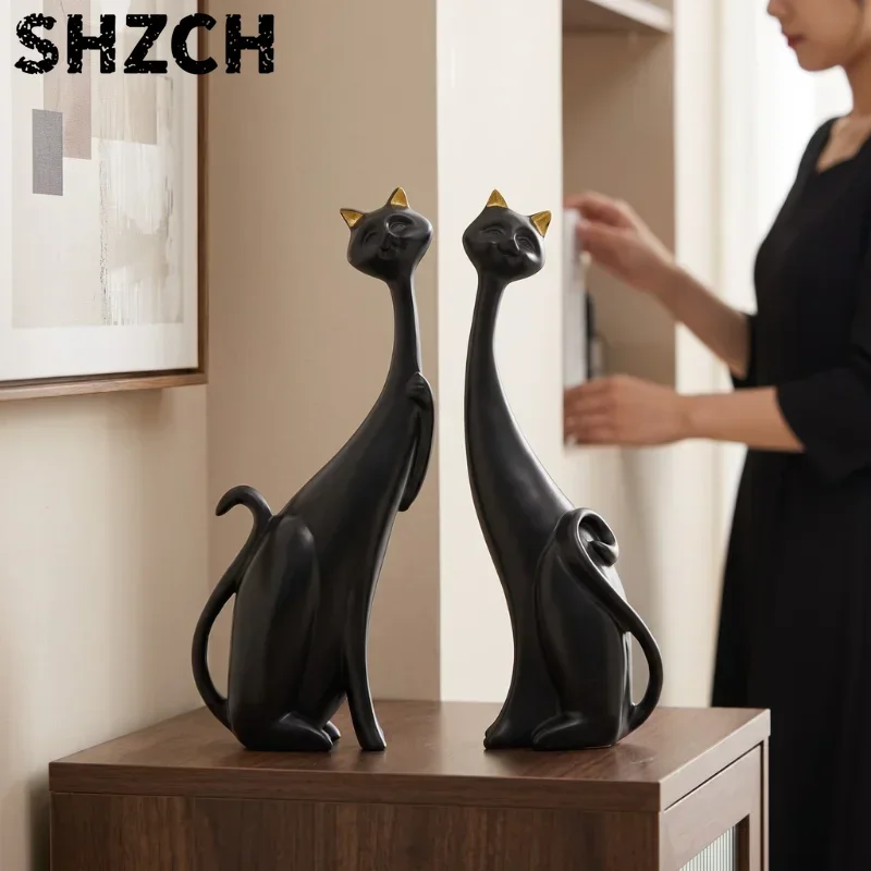 2026 New Modern Minimalist Cute Cat-Themed Wine Cabinet Decoration for Living Room - High-End and Niche Style for Young People