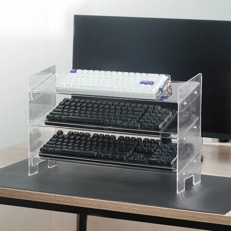 Présentoir de clavier mécanique en acrylique, étagère de rangement multicouche, boîte de clavier de jeu de bureau, support organisateur de bureau pour la maison