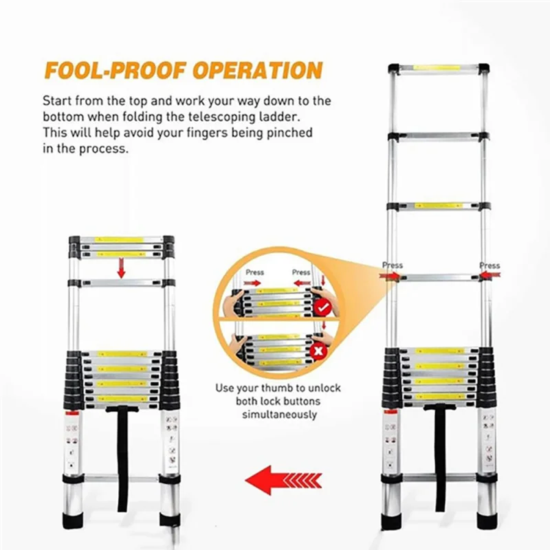 Imagem -06 - Metros Espessamento Multifuncional Escada Telescópica Portátil Casa Liga de Alumínio Engenharia Outdoor Lifting Folding Ladder 14