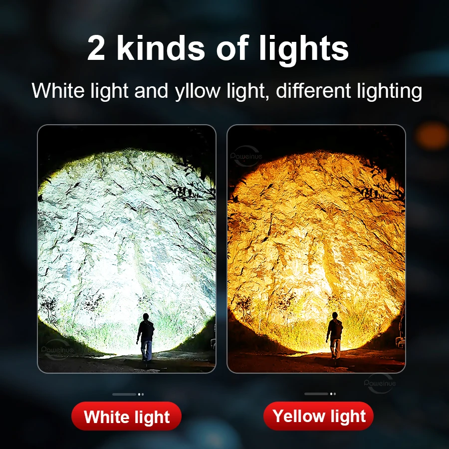 Super Bright Headlamp Most Powerful Long Shot 4500M Head Flashlight Motion Sensor Headlight With Yellow Light Camping Head Torch