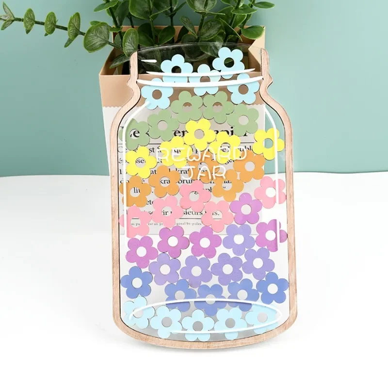 Immagine 7: Set da 47 Pezzi: Barattolo a Forma di Stella in Legno, Sistema di Ricompense per Bambini, Strumento di Motivazione per lo Studio, Decorazione da Scrivania, Contenitore per Risparmi